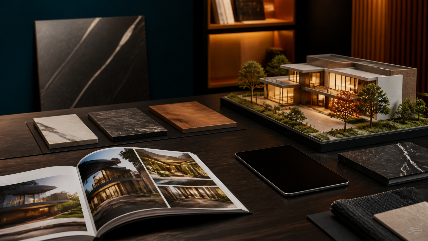 Maquete e materiais premium para captação de clientes de alto padrão em arquitetura